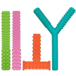 طقم أدوات مضغ حسي للأطفال - 4 أشكال متنوعة - أخضر وردي برتقالي تركواز - علاج حسي فموي لأطفال التوحد واضطراب المعالجة الحسية