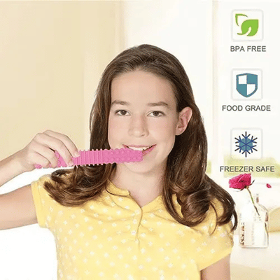 طقم أدوات مضغ حسي للأطفال - 4 أشكال متنوعة - أخضر وردي برتقالي تركواز - علاج حسي فموي لأطفال التوحد واضطراب المعالجة الحسية